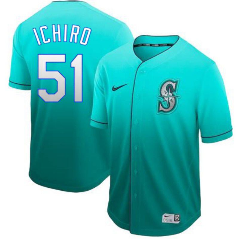 Men Seattle Mariners 51 Ichiro Green Nike Fade MLB Jersey